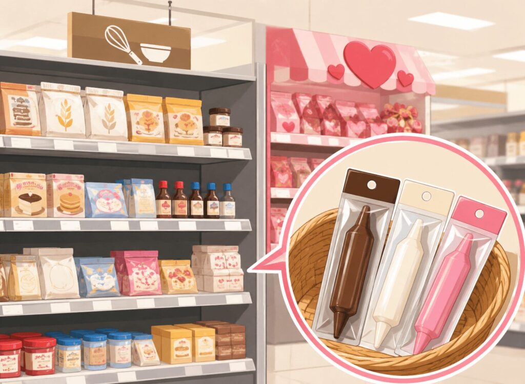 スーパーの製菓コーナーで購入できる