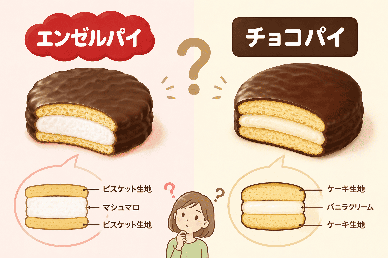 エンゼルパイとチョコパイの違いは? 発売はどっちが先か